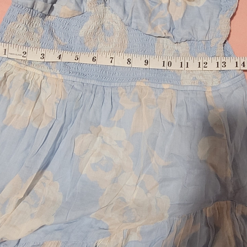 Free People Light Blue and White Floral Spring Summer Maxi/ Midi Dress, sleeves - Picture 6 of 6